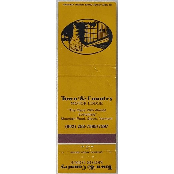 Town & Country Motor Lodge Other - Vintage Matchbook Cover Town & Country Motor Lodge Stowe VT Vermont